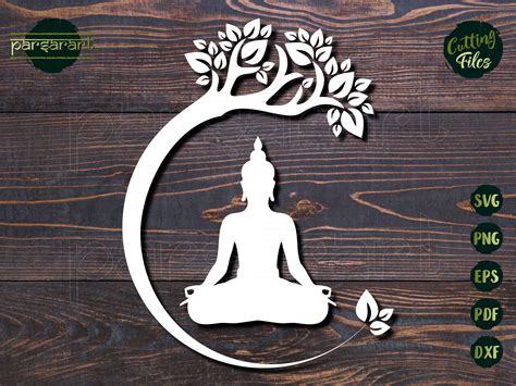 Buddha Bodhi Tree SVG, Sitting Buddha Clipart Bodhisattva Yoga SVG Namaste Meditation Vector ...