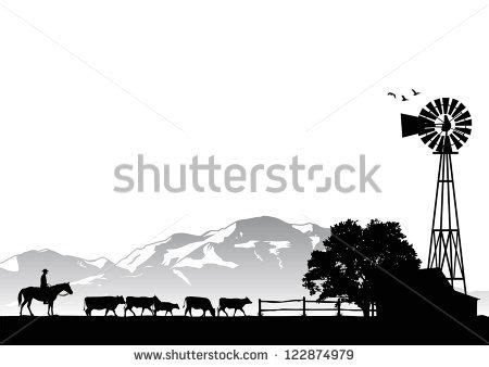 Silhouette of a man riding horse in cow farm, vector | Silhouette man, Horse silhouette ...