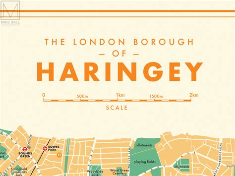 Haringey (London borough) retro map giclee print – Mike Hall Maps & illustration