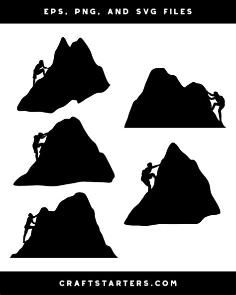 Man Climbing Mountain Silhouette Clip Art