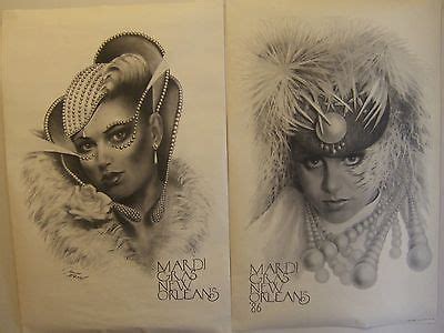 Set of 2 Vintage Mardi Gras Posters by James Russell - 1985 & 1986 One ...