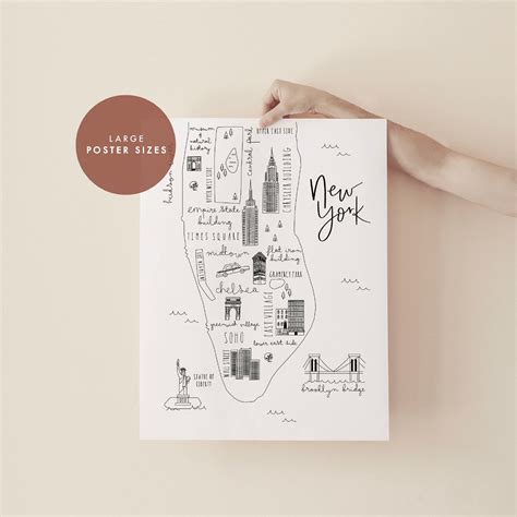 New York Map Poster NYC Print NY Map Map Illustration | Etsy