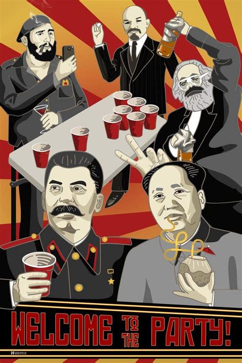 Buy Welcome to The Party Communist Wall Art Soviet Decor Leaders Chairman Mao Stalin Marx Lenin ...