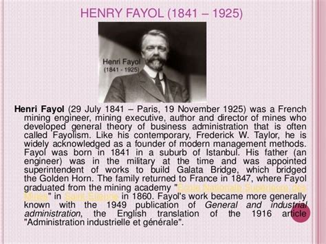 Henry Fayol (1841 - 1925)