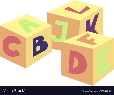 Alphabet cubes toy icon cartoon style Royalty Free Vector