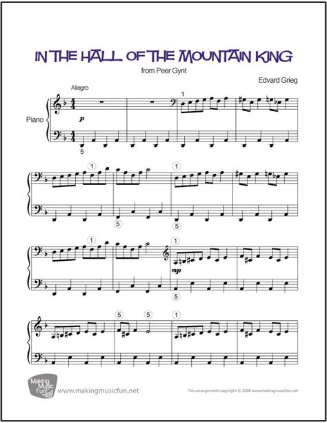 In the Hall of the Mountain King | Easy Piano Sheet Music