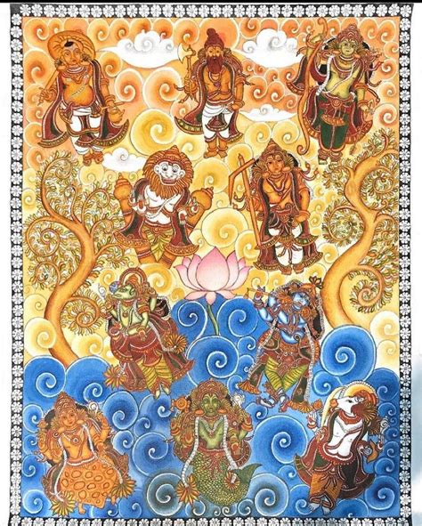 Dashavatar - Kerala Mural (67 x 86 cms) - International Indian Folk Art ...