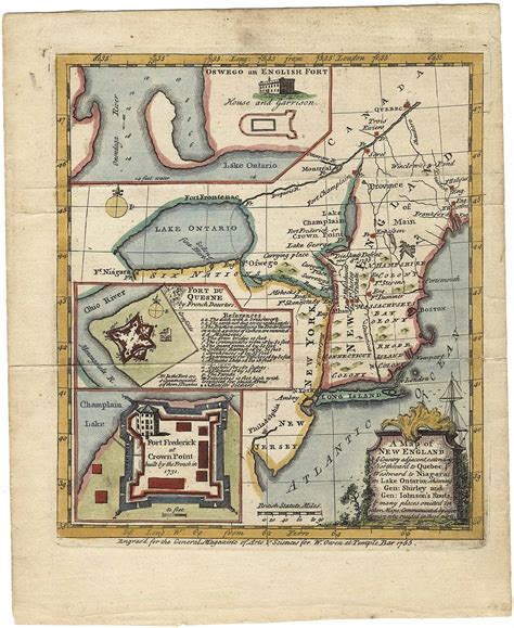 1755 map of the northern theatre of the French and Indian War - Rare ...