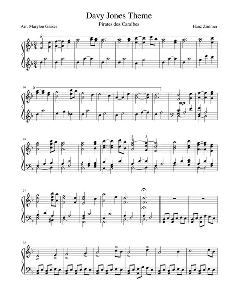 Davy Jones Theme – Hans Zimmer Sheet music for Piano (Solo) | Musescore.com