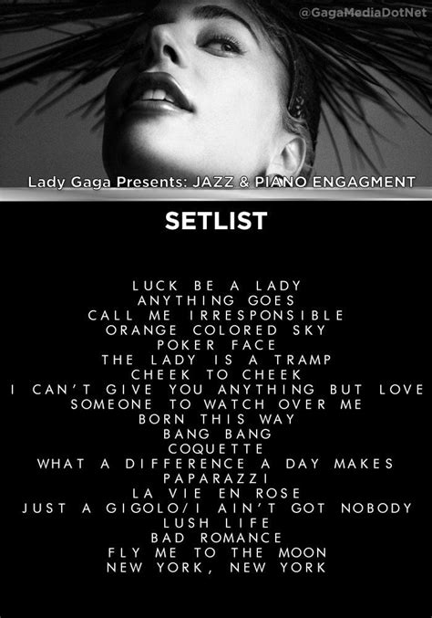 Lady Gaga Media ⭐️ on Twitter: "Official setlist for Lady Gaga's Jazz ...