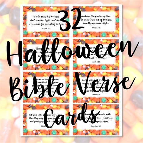 Christian Halloween Bible Verse Cards for Candy, Religious Halloween ...