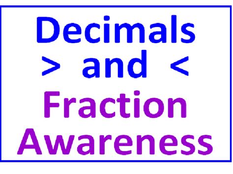 Decimals Greater Than Less Than PLUS Fraction Awareness (6 Worksheets ...