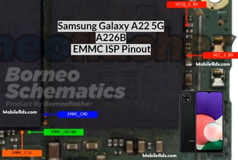 Samsung Galaxy A22 5G A226B EMMC ISP Pinout | Test Point Image