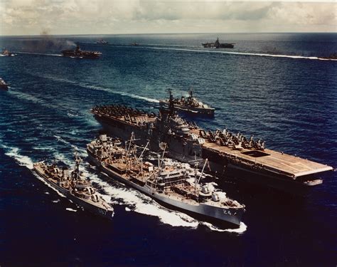 USS Philippine Sea (CVA-47) refueling from USS Platte (AO-24), while operating with the Seventh ...