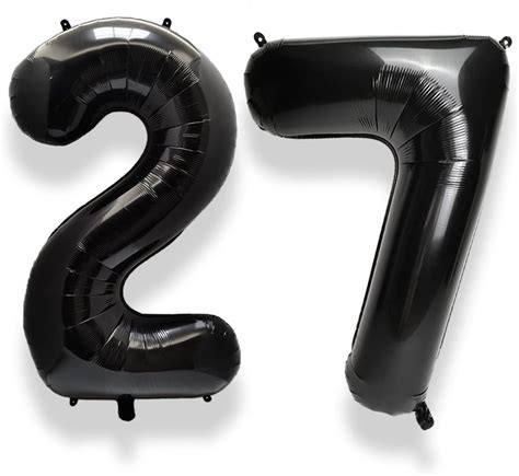 Amazon.com: AULE 40 Inch Large 27 Number Balloons Black, Big Foil ...