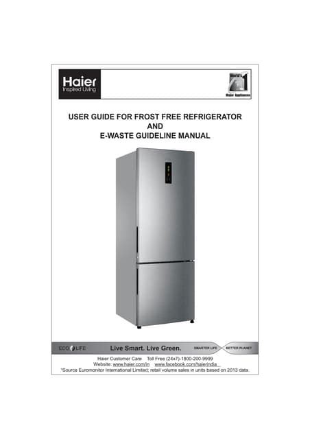 User Guide for Frost Free Refrigerator And E-Waste Guideline Manual ...