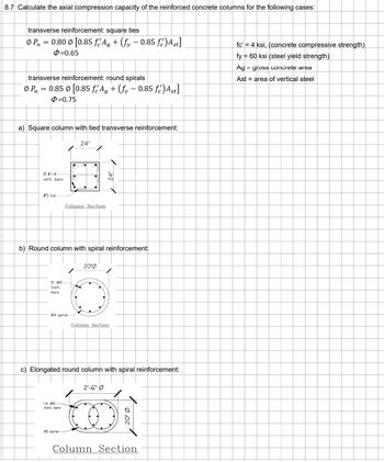 Answered: 8.7 Calculate the axial compression… | bartleby