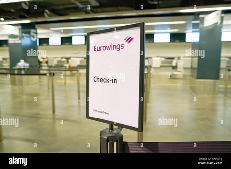 ZURICH, SWITZERLAND - CIRCA OCTOBER, 2018: Eurowings check-in area in Zurich International ...