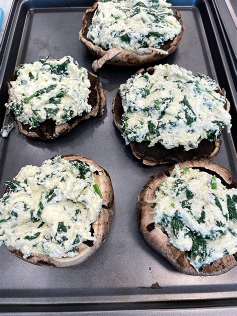 Cheese & Spinach Stuffed Mushrooms - Home Cooking With Julie Neville