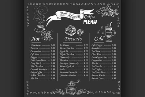 coffee menu on chalkboard (578401) | Illustrations | Design Bundles in 2021 | Coffee menu ...