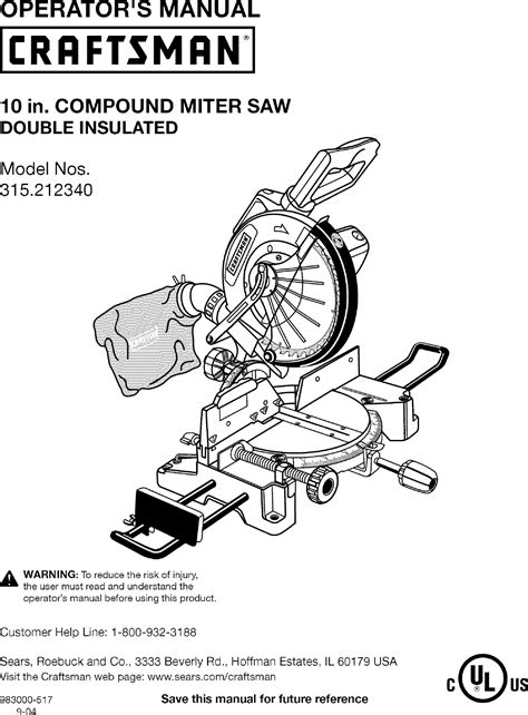 Craftsman 315212340 User Manual MITER SAW Manuals And Guides L0410120