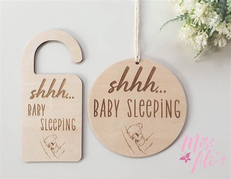 Shhh Baby Sleeping Sign Wooden Baby Sign Front Door Sign - Etsy