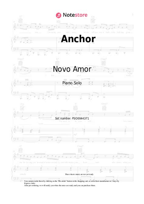 Anchor piano sheet music Novo Amor in Note-Store.com | Piano.Solo SKU PSO0044371