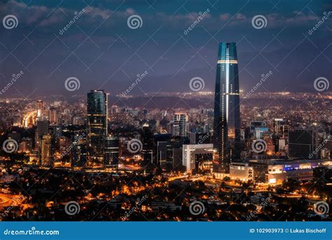 Santiago de Chile Skyline editorial stock photo. Image of financial - 102903973