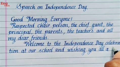 Independence Day Speech | Independence Day- 15th August Speech writing ...