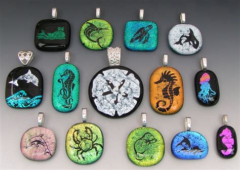 Custom Made Laser Etched Sealife Dichroic Fused Glass Pendants by Creations In Dichroic Glass ...