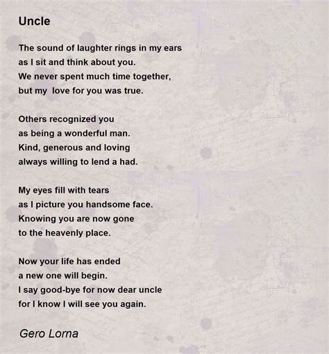 Rest In Peace Poems Uncle