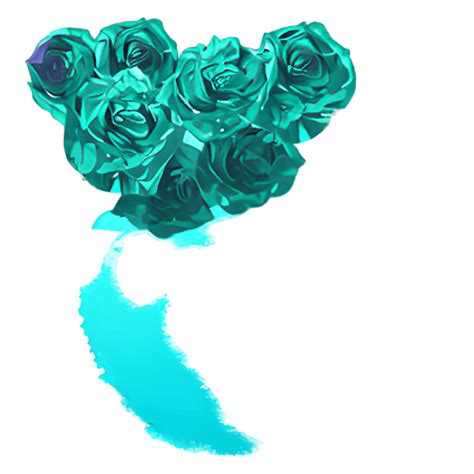 Teal and Green Roses Digital Graphic · Creative Fabrica