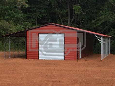 Metal Garage with Lean-tos | Vertical Roof | 24W x 51L x 11H | Metal Shed