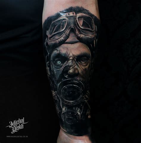 Gas mask tattoo post apocalyptic tattoo designs for men by Michal Detka Liverpool Uk | Mask ...