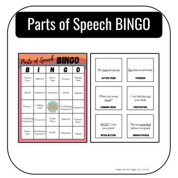 Parts of Speech BINGO by Tiffany English | TPT