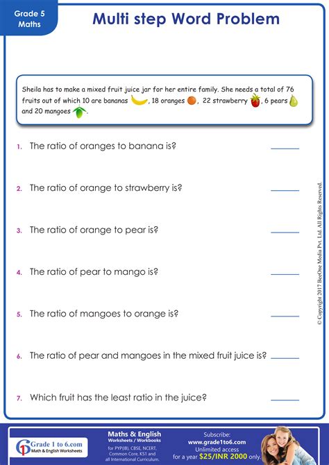 Ratio and Proportion Worksheet - Worksheets Library