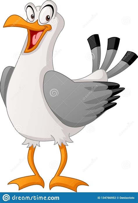 Illustration about Cartoon cute gull. Vector illustration of funny happy seagull.n. Illustration ...