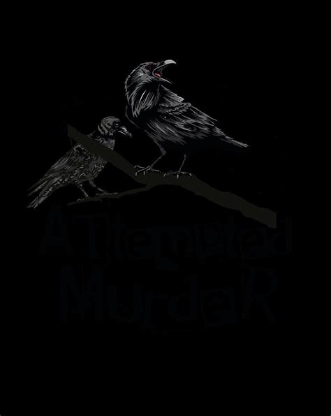 Attempted Murder Crows Collective Noun Funny Halloween Digital Art by Luke Henry