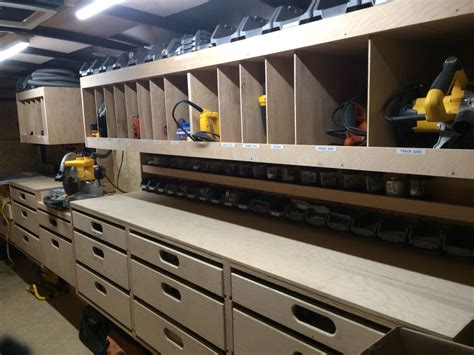 Construction trailer | Trailer shelving, Workbench, Diy garage storage