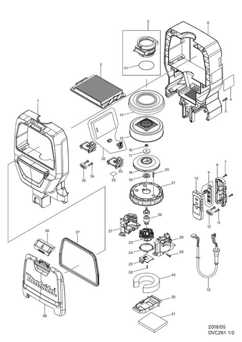 Makita DVC261 Backpack Vacuum Cleaner Spare Parts - Part Shop Direct