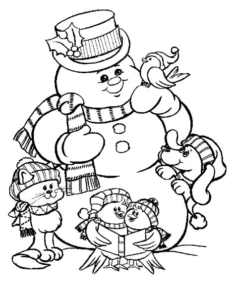 Snowman - Christmas Coloring pages for kids to print & color