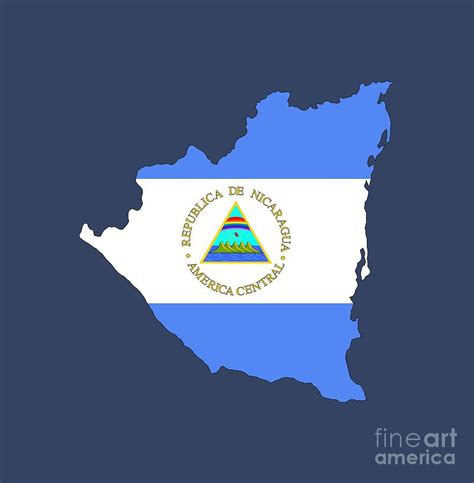 Nicaragua Flag Map Digital Art by Frederick Holiday | Fine Art America