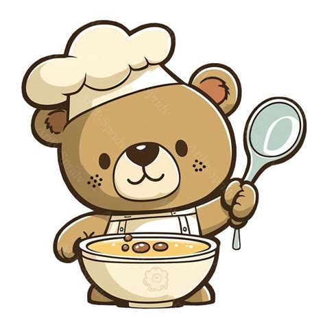 Cute Chef Teddy Bear PNG Transparent Animal Clipart for Kids Cartoon ...