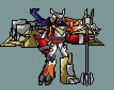 Shoutmon x6 sprite by yurestu on DeviantArt