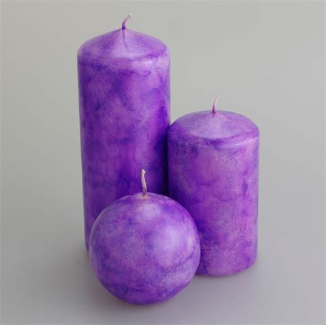 Purple coloured marble effect ball candles - Justcandles.co.uk