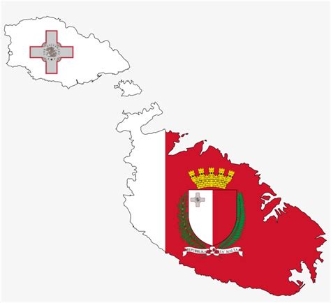 Malta Map Flag With Coat Of Arms - Flag Map Of Malta - Free Transparent ...