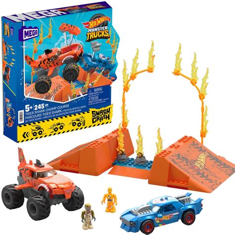 Mega Hot Wheels Smash n Crash Tiger Shark Chomp Course Vehicle Playset | BIG W