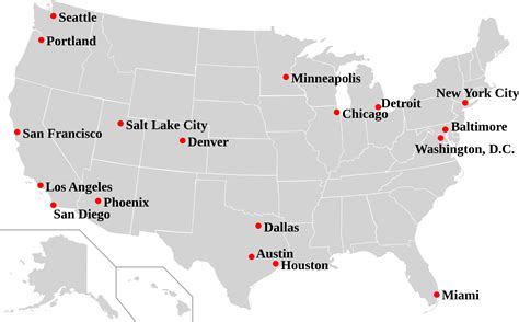 Us Map With Major Cities Simple Design Fileus Sanctuary - Sanctuary City (2000x1237), Png Download