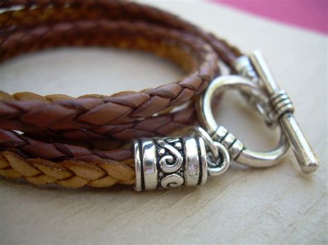 Brown Braided Leather Wrap Bracelet Mens Leather Bracelets - Etsy