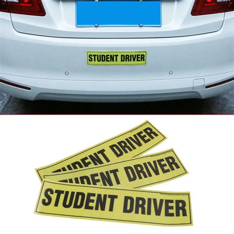 3PC Removable Magnetic Student Driver Reflective Vinyl Decal funny ...